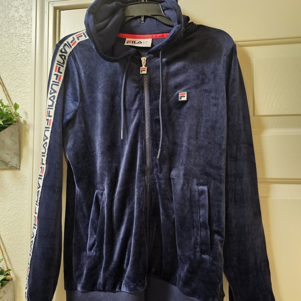Fila  Dark Blue Velour Hoodie